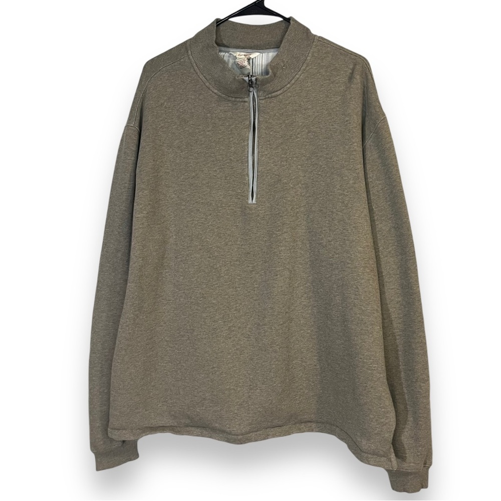 Sundance Men's Plus XXL 1/4 Zip Beige Pullover Jacket Elbow Patch Cotton Fleece